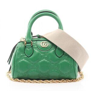 Gucci Handbag Ggmatelasse Green Leather Ggmatelasse 2-Way Handbag